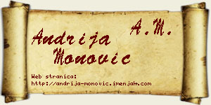 Andrija Monović vizit kartica